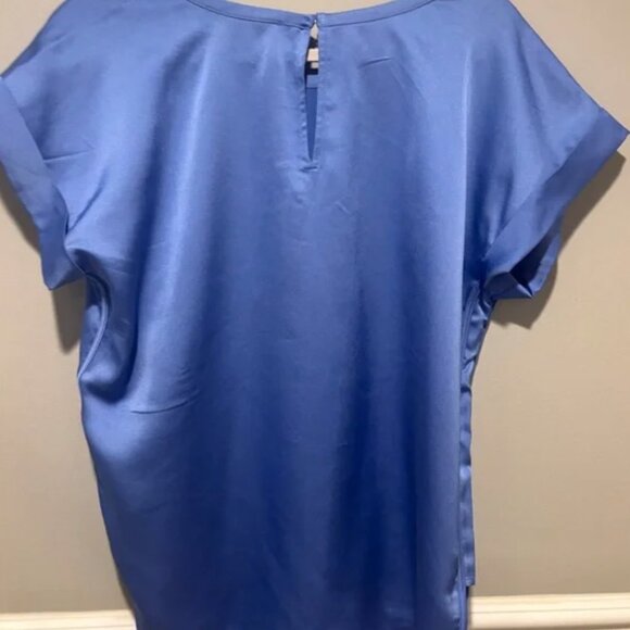 LOFT Satin Pocket Tee Blouse – Sapphire Blue Satin Luxe - Picture 3 of 5